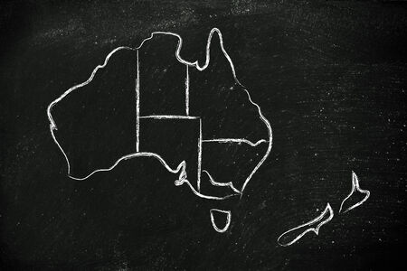 illustration with map of the borders within Australiaの写真素材