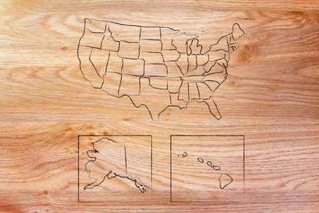 illustration with map of the borders within the USAの写真素材