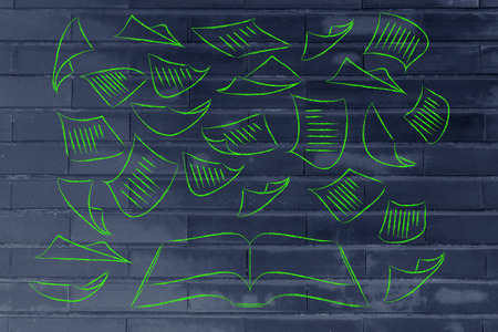 book and written papers, education is the keyの写真素材