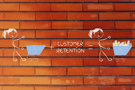 marketing, retail and customer fidelization: empty shopping cart turning fullの写真素材