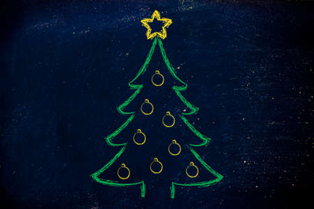 Merry Christmas, tree with decorationsの写真素材