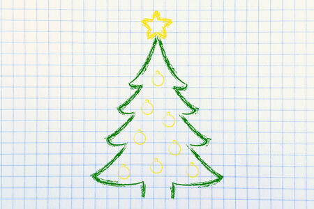 Merry Christmas, tree with decorationsの写真素材