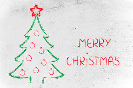 Merry Christmas, tree with decorationsの写真素材