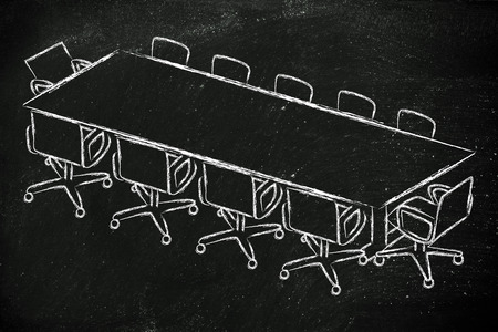 illustration of table and chairs from an office meeting room (or board room)の写真素材