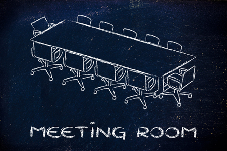 illustration of table and chairs from an office meeting room (or board room)の写真素材