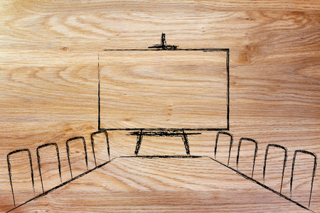 illustration of table and chairs from an office meeting room (or board room)の写真素材