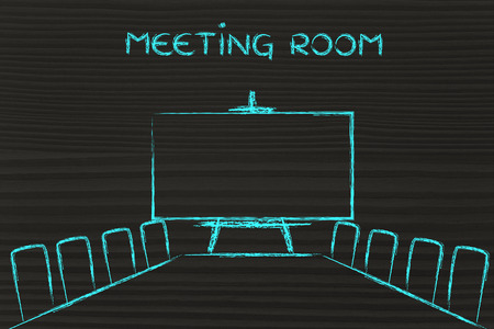 illustration of table and chairs from an office meeting room (or board room)の写真素材