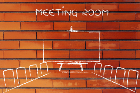 illustration of table and chairs from an office meeting room (or board room)の写真素材