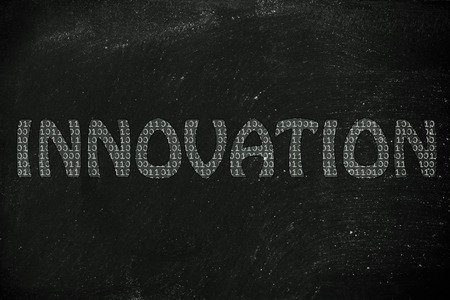 the word innovation made of binary codeの写真素材