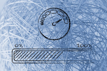 download or upload or installation process speed: speedometer and progress barの写真素材