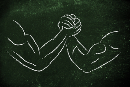 fitness and strength training: arm wrestling challenge illustrationの写真素材
