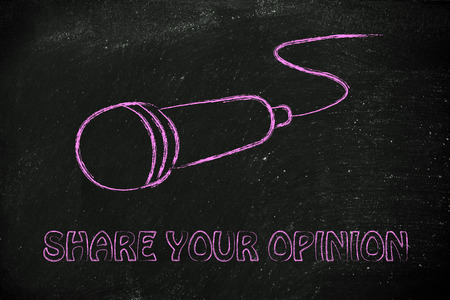 microphone illustration, metaphor of sharing and spreading your opinionの写真素材