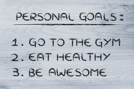 fitness lifestyle: list of new year's resolutions about eating healthy and keeping fitの写真素材