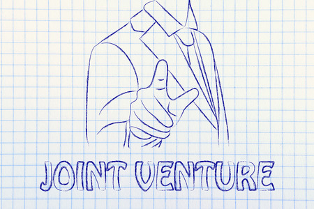 Create a join venture, business man illustrationの写真素材