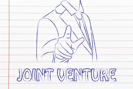 Create a join venture, business man illustrationの写真素材