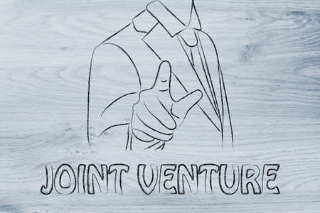 Create a join venture, business man illustrationの写真素材