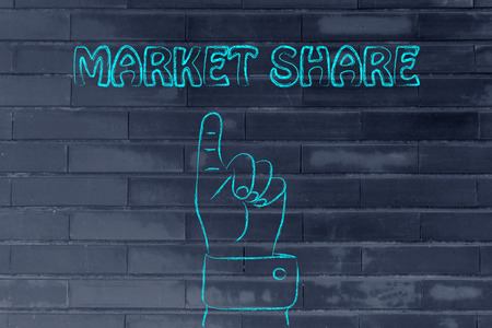 hand pointing up at the concept of market shareの写真素材
