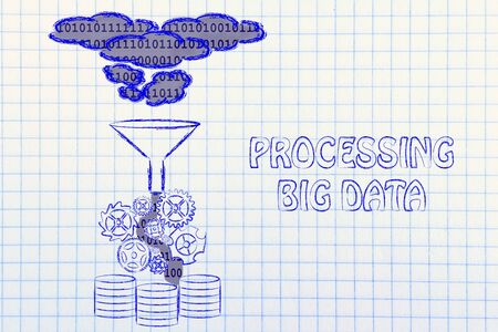 concept of big data processing and storage: users, devices and file transfersの写真素材