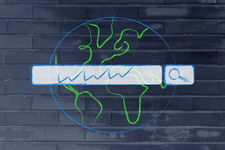 map of the world with web search bar and WWW writingの写真素材