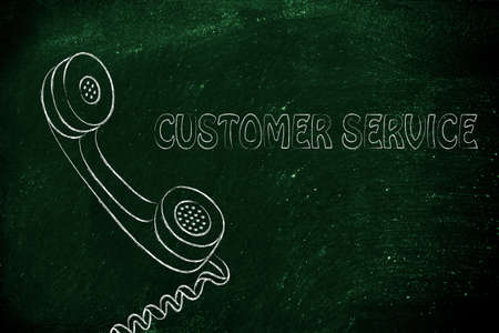 customer service and after sale support, funny phone illustrationの写真素材