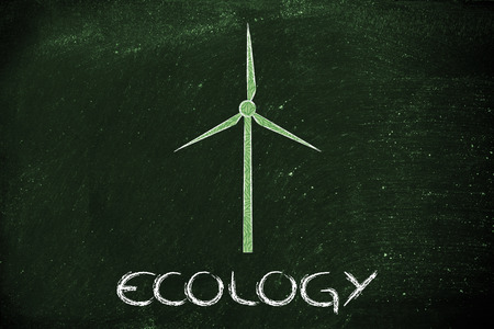 windmill blade made of green leaves: concept of sustainabilityの写真素材