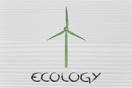 windmill blade made of green leaves: concept of sustainabilityの写真素材