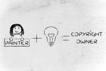 painter plus a good idea equals copyright formulaの写真素材