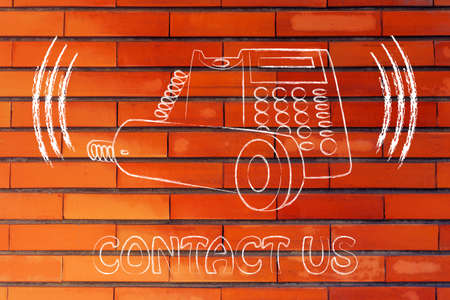 customer service and after sale support, funny ringing phone designの写真素材