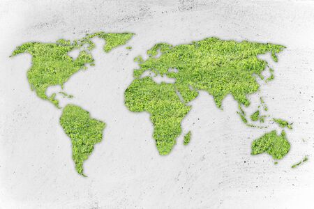 Green grass creating the map of the worldの写真素材
