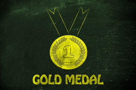 goals and success: gold medal for the winnerの写真素材