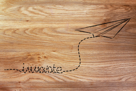 innovative ideas and creative thinking: metaphor illustration with paper airplane flying