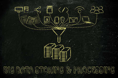 concept of big data processing and storage: users, devices and file transfersの写真素材