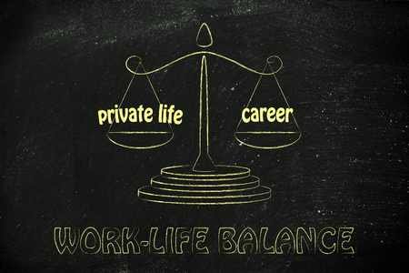 measuring the importance of private life versus careerの写真素材