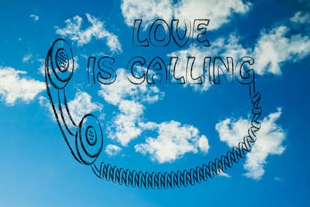 funny old school phone with motivational text: love is calling