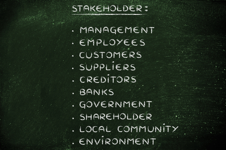who are the business stakeholders, list of the main people who have an interest in a company's futureの写真素材