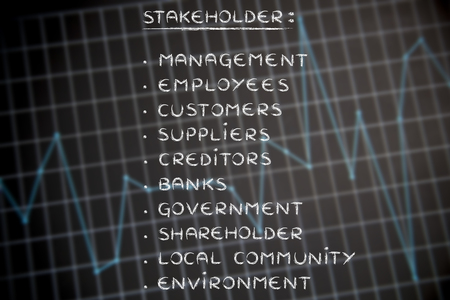who are the business stakeholders, list of the main people who have an interest in a company's futureの写真素材