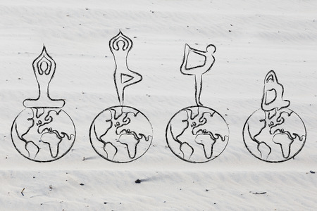 yoga wellness, illustration about the benefits of poses and meditationの写真素材