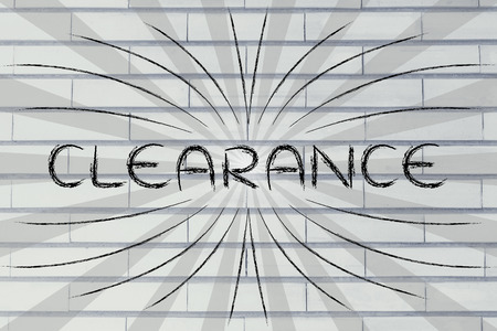 Clearance, illustration with text surrounded by two types of rays and flareの写真素材