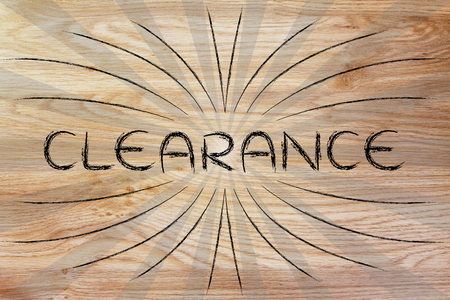 Clearance, illustration with text surrounded by two types of rays and flareの写真素材