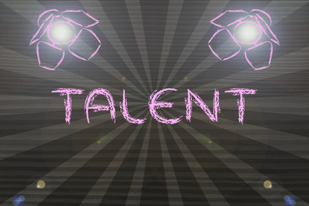 talent in the spotlights, illustration with stage lights and flareの写真素材