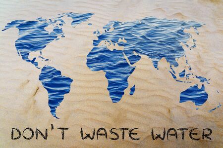avoiding water waste: surreal map of the world with sea pattern inside continentsの写真素材