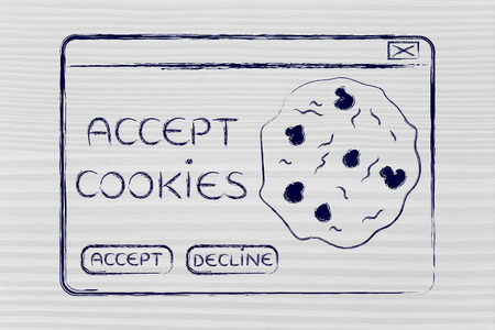 funny minimal pop-up message about accepting cookies, flat outline illustrationの写真素材