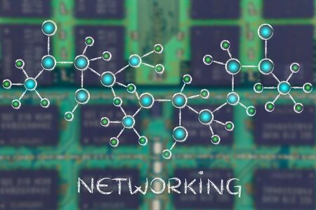 networking: technology and internet inspired abstract glowing network illustrationの写真素材
