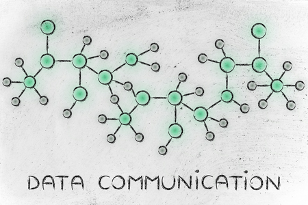data communication: technology and internet inspired abstract glowing network illustrationの写真素材