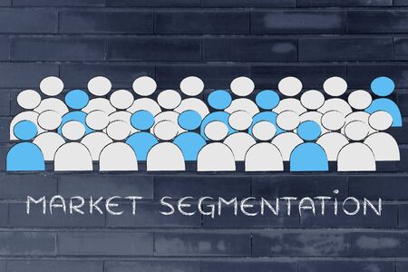 market segmentation: crowd with people in blue being selected