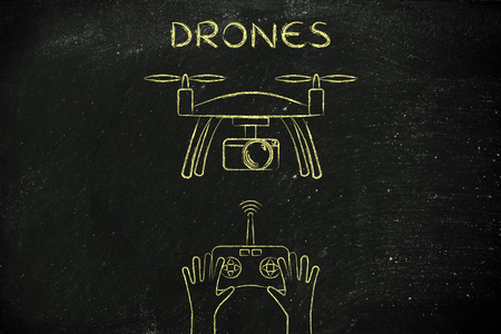drones, device with camera piloted with a remote controlの写真素材