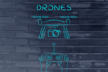 drones, device with camera piloted with a remote controlの写真素材