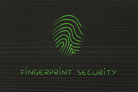 fingerprint security with minimalist chalk iconの写真素材