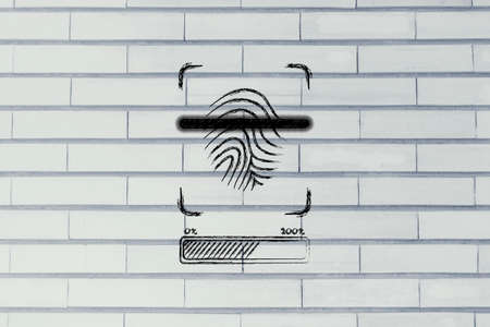 fingerprint scan in progress, with glow effect and loading bar
