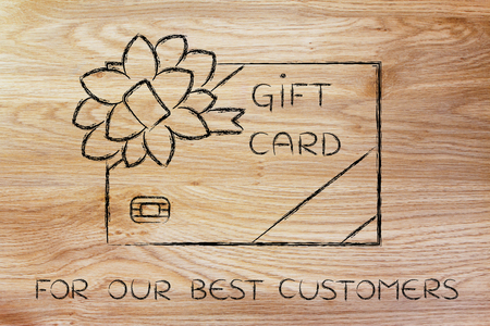 for our best customers: retailer's gift card with wrapping bowの写真素材